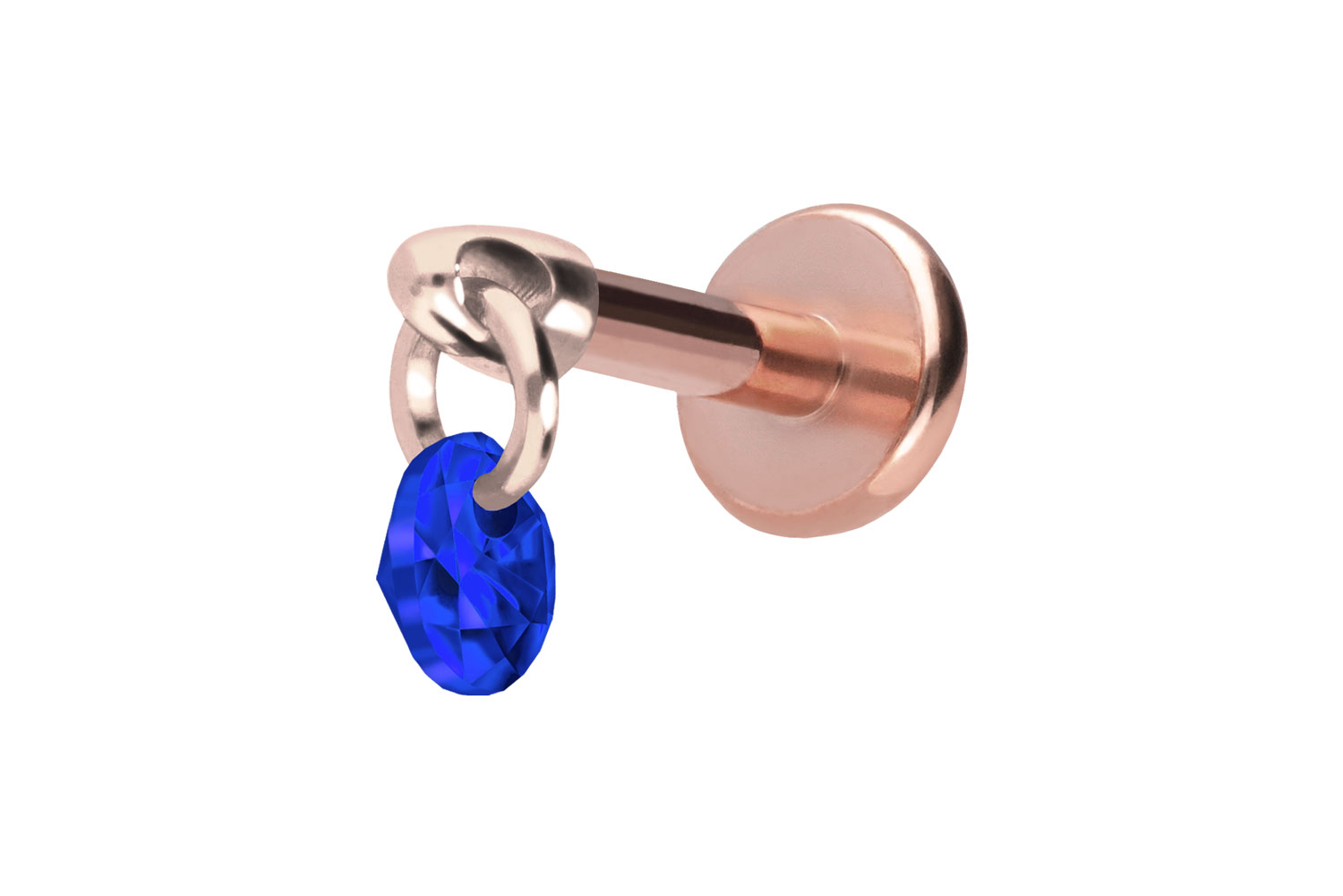 Titan Labret Piercing mit Push Fit RUNDER KRISTALL